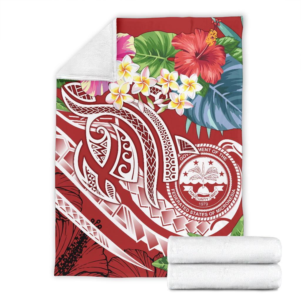 FSM Polynesian Premium Blanket - Summer Plumeria (Red) - Polynesian Pride