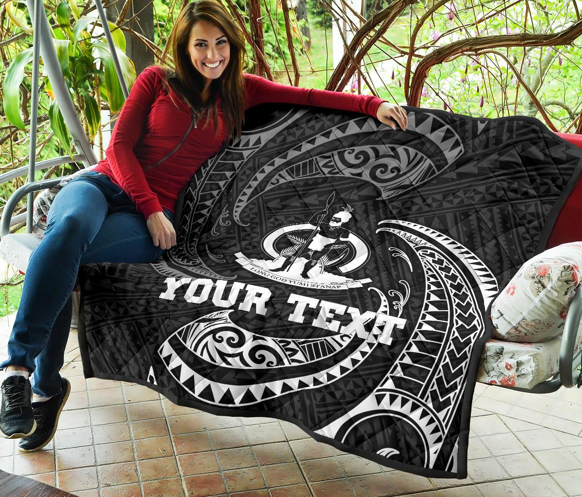 Vanuatu Polynesian Custom Personalised Premium Quilt - White Tribal Wave - Polynesian Pride