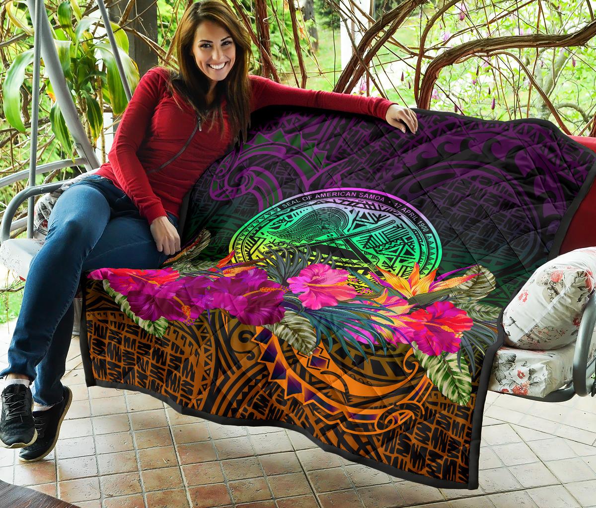 American Samoa Premium Quilt - Summer Hibiscus - Polynesian Pride