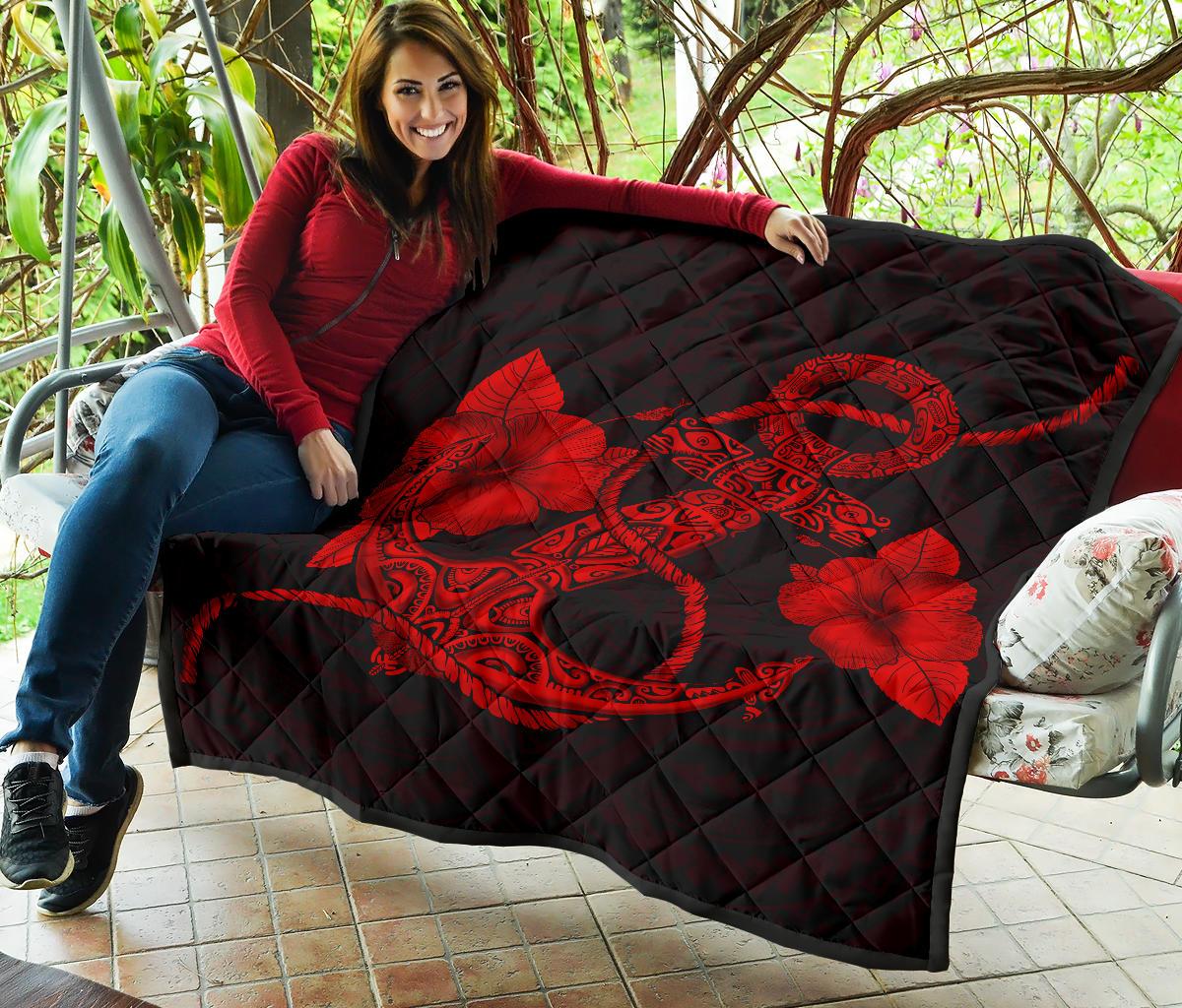 Anchor Red Poly Tribal Premium Quilt - Polynesian Pride