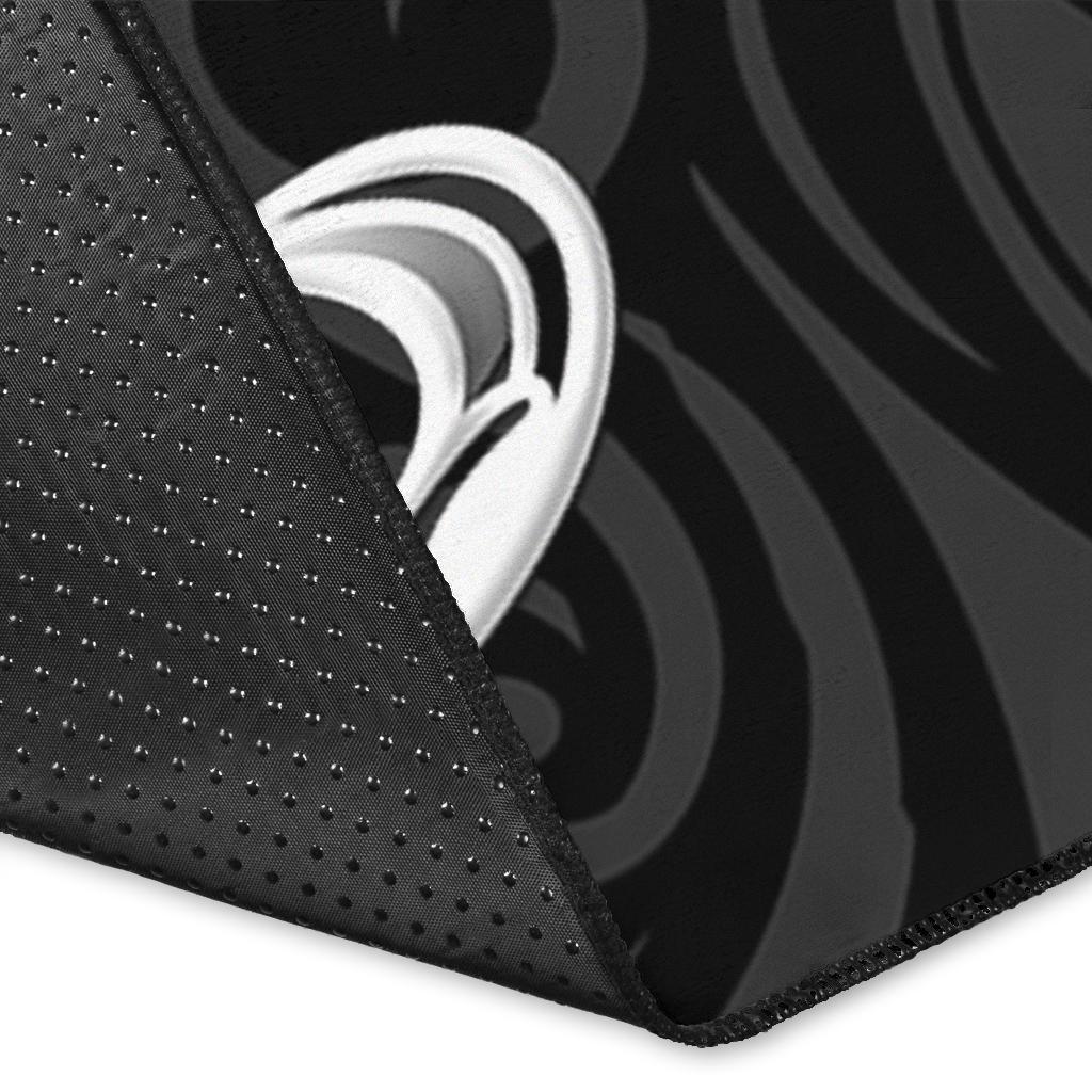 Papua New Guinea Custom Personalised Area Rug - PNG Seal Polynesian Patterns Plumeria (Black) - Polynesian Pride