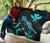 Hawaii Polynesian Premium Quilt - Turtle With Blooming Hibiscus Turquoise - Polynesian Pride