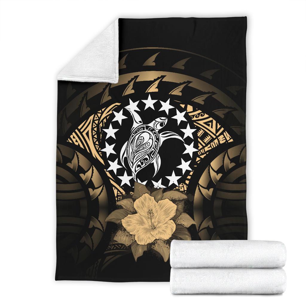 Cook Islands Premium Blanket - Gold Hibiscus White - Polynesian Pride