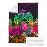 American Samoa Premium Blanket - Summer Hibiscus - Polynesian Pride