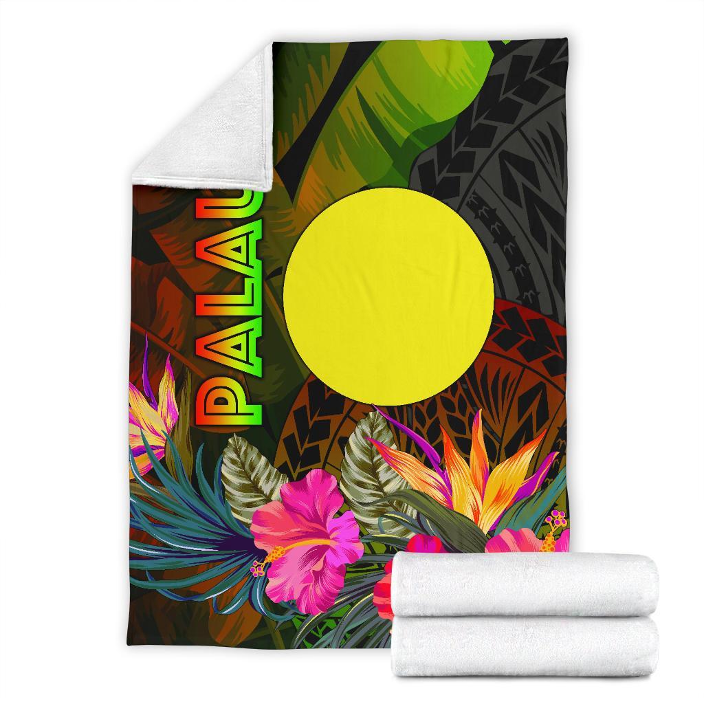 Palau Polynesian Premium Blanket - Hibiscus and Banana Leaves - Polynesian Pride