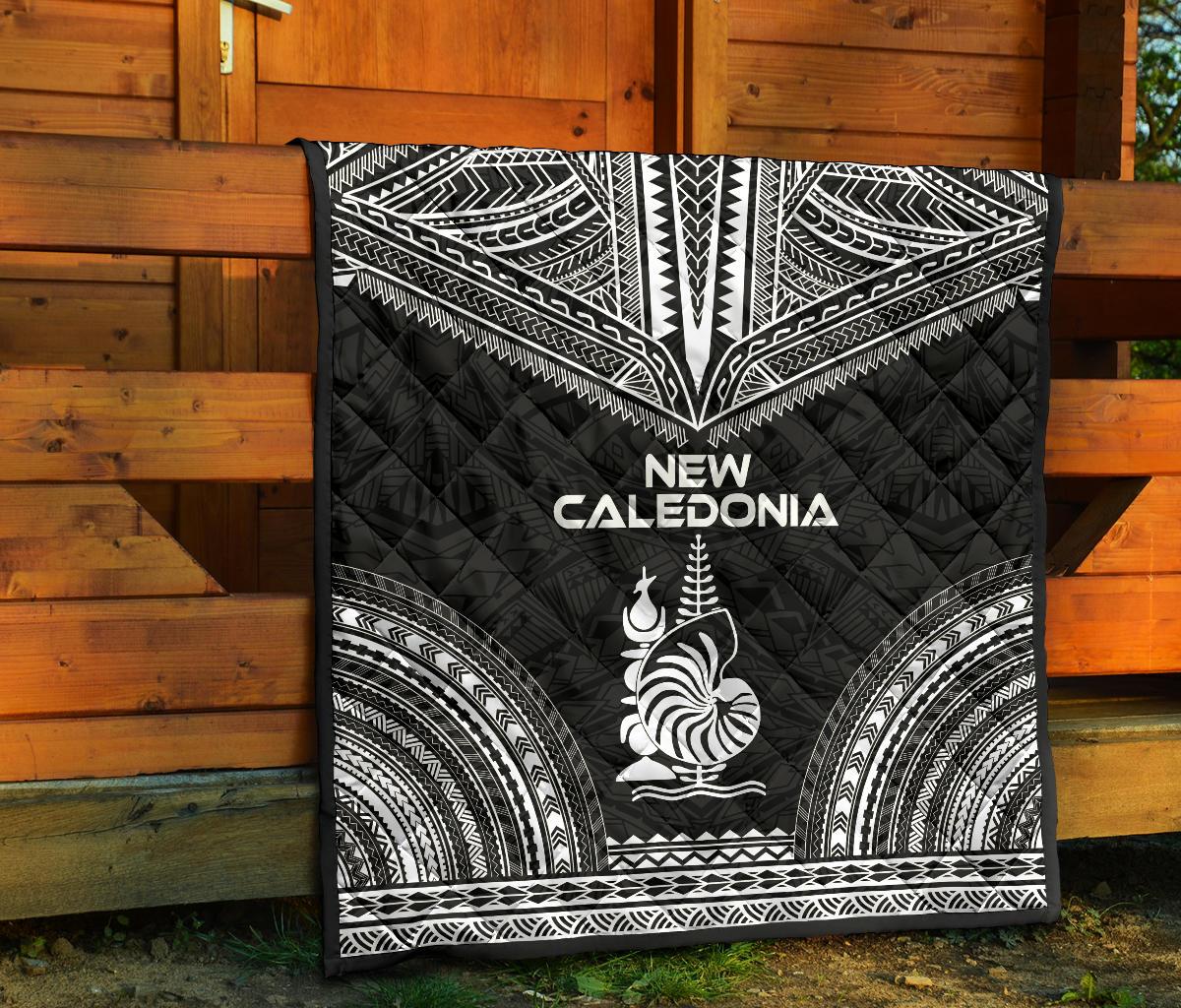 New Caledonia Premium Quilt - New Caledonia Coat Of Arms Polynesian Chief Black Version - Polynesian Pride