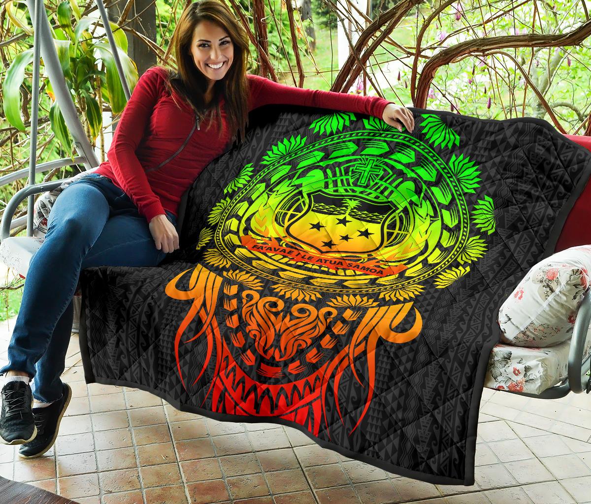 Samoa Polynesian Premium Quilt - Tattoo Pattern With Seal - Polynesian Pride