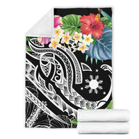 The Philippines Premium Blanket - Summer Plumeria (Black) - Polynesian Pride