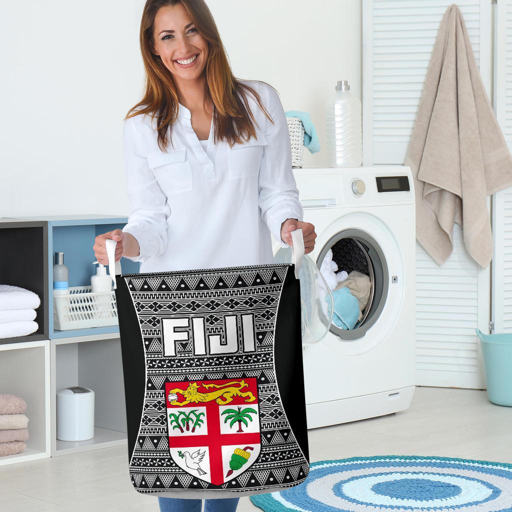 Fiji Laundry Basket - Tapa Pattern Sport Style One Style One Size Black - Polynesian Pride