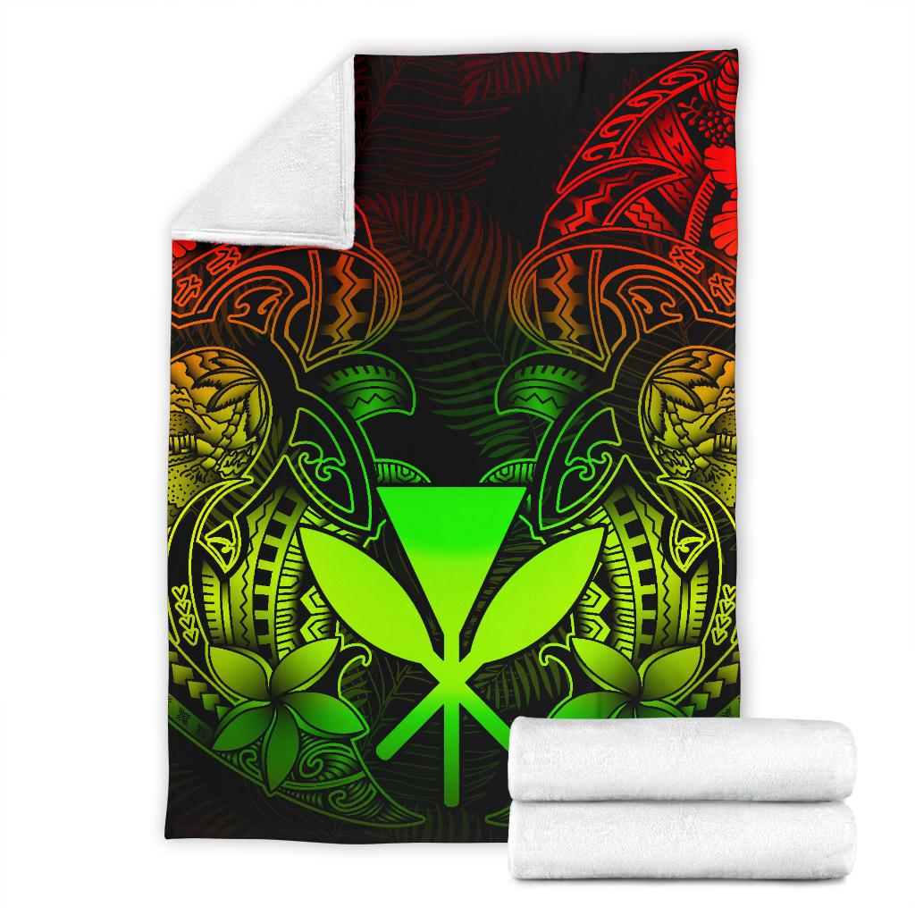 Polynesian Hawaii (Kanaka Maoli) Premium Blanket - Reggae Turtle Homeland - Polynesian Pride