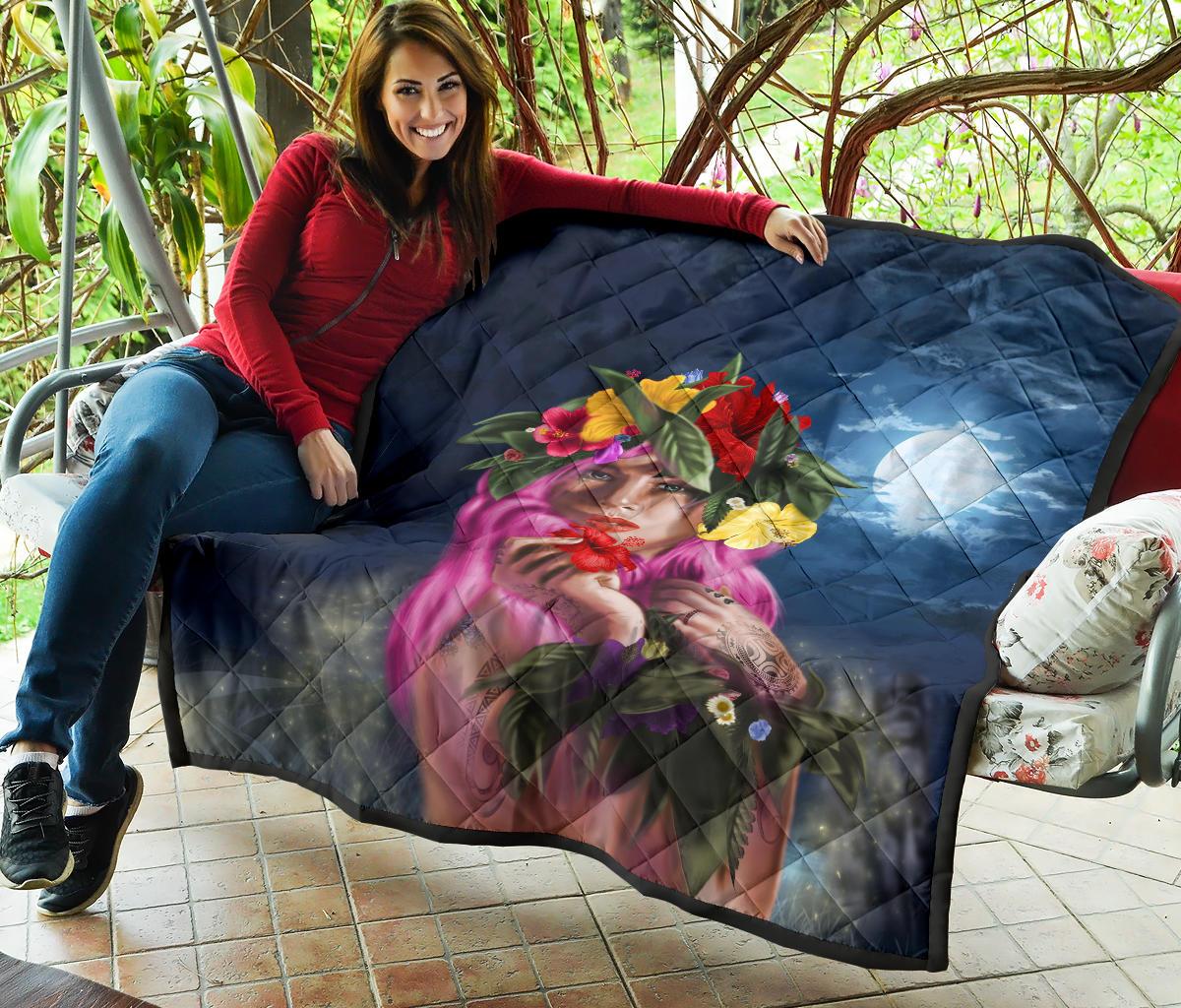 Hawaii Kanaka Colorful Hula Girl Premium Quilt - Dinh Style - Polynesian Pride