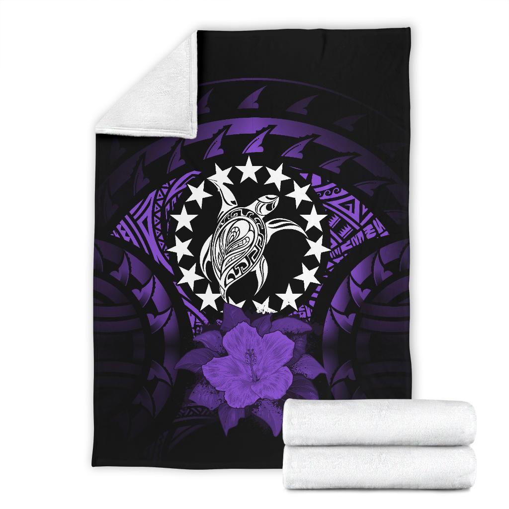 Cook Islands Premium Blanket - Purple Hibiscus White - Polynesian Pride