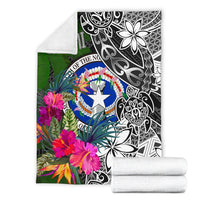 Northern Mariana Islands Premium Blanket - Turtle Plumeria Banana Leaf - Polynesian Pride