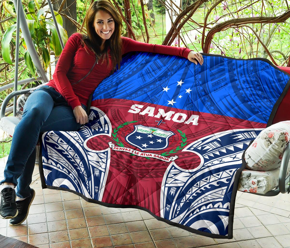 Samoa Polynesian Premium Quilt - Samoan Pattern With Seal - Polynesian Pride