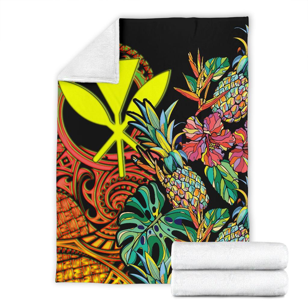 Polynesian Hawaii Premium Blanket - Pineapple Hibiscus - Polynesian Pride