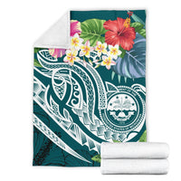 FSM Polynesian Premium Blanket - Summer Plumeria (Turquoise) - Polynesian Pride