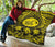 Hawaii Premium Quilt - Hawaii Map Honu Hibiscus Yellow Polynesian Premium Quilt - Polynesian Pride