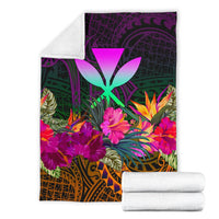 Polynesian Hawaii Kanaka Maoli Premium Blanket - Summer Hibiscus - Polynesian Pride