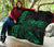 Hawaii Map Kanaka Polynesian Hula Girl Premium Quilt - Green - Polynesian Pride