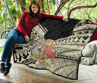 Hawaii Polynesian Hula Girl Wearing Plumeria Premium Quilt - Polynesian Pride