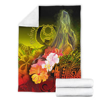 Pohnpei Premium Blanket - Humpback Whale with Tropical Flowers (Yellow) - Polynesian Pride