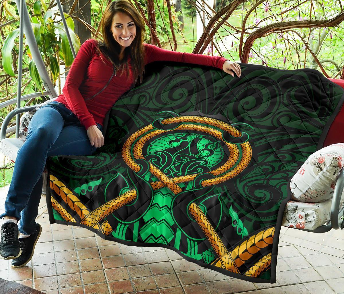 Maori New Zealand Premium Quilt Manaia Green - Polynesian Pride