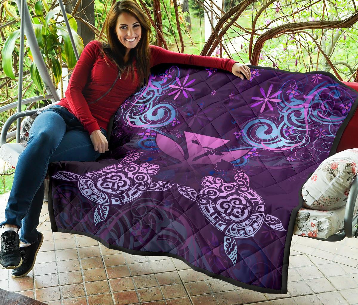 Hawaii Turtle Kanaka Maoli Premium Quilt - Tea Style - AH - Polynesian Pride