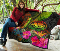 Federated States of Micronesia Polynesian Personalised Quilt - Hibiscus and Banana Leaves - Polynesian Pride