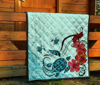 Sea Turtle Hibiscus Premium Quilt - Polynesian Pride