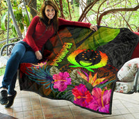 Pohnpei Polynesian Premium Quilt - Hibiscus and Banana Leaves - Polynesian Pride