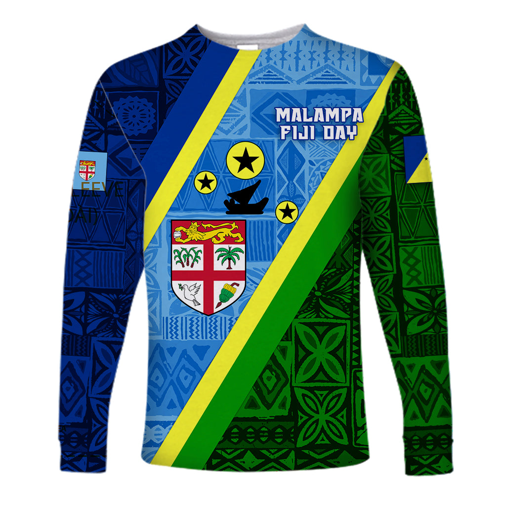 Vanuatu Malampa Fiji Day Long Sleeve Shirts - Combine Flag Design LT4 Unisex Blue - Polynesian Pride