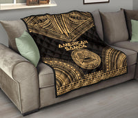 American Samoa Premium Quilt - American Samoa Seal Polynesian Chief Gold Version - Polynesian Pride