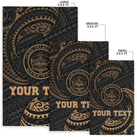 Palau Polynesian Custom Personalised Area Rug - Gold Tribal Wave - Polynesian Pride