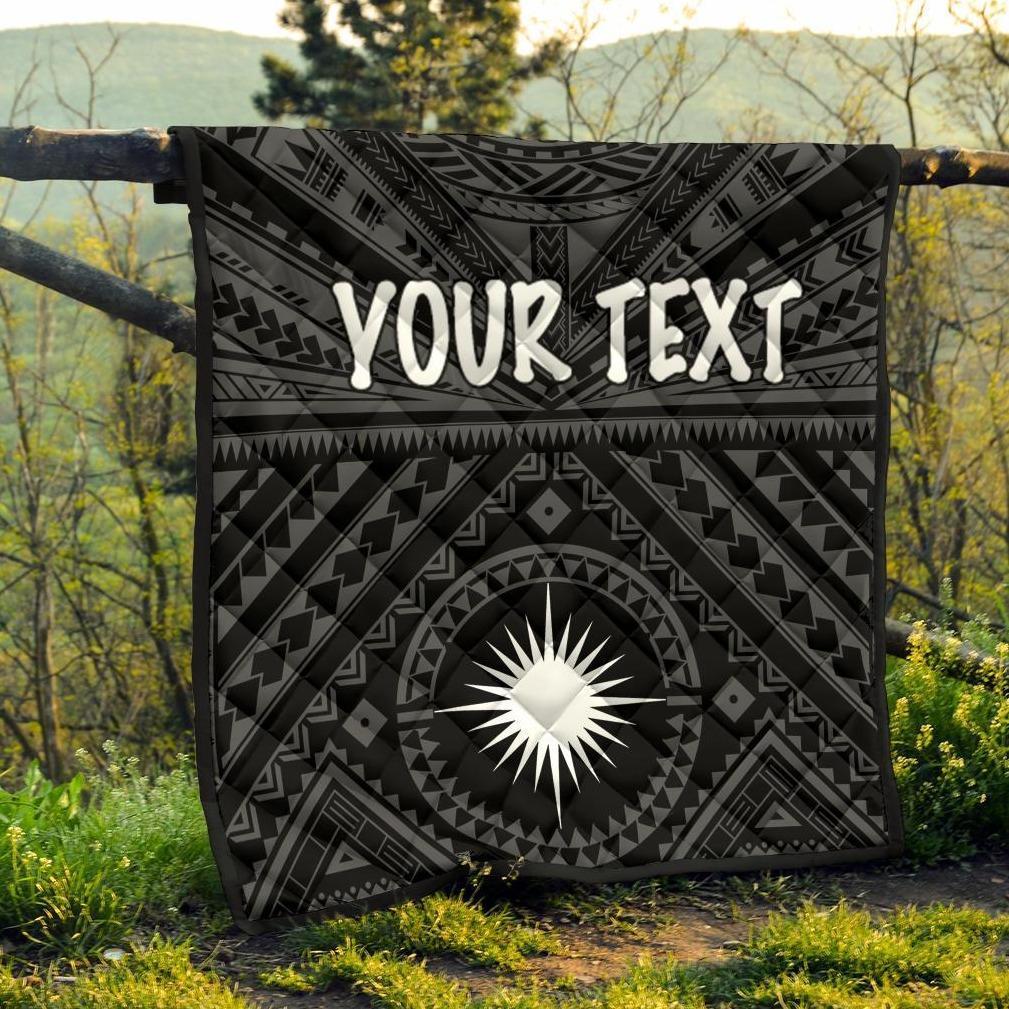 Marshall Personalised Premium Quilt - Marshall Seal With Polynesian Tattoo Style ( Black) - Polynesian Pride