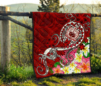 Samoa Premium Quilt - Turtle Plumeria (Red) - Polynesian Pride