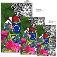 Cook Islands Area Rug White - Turtle Plumeria Banana Leaf - Polynesian Pride