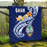 Guam Premium Quilt - Guam Seal Polynesian Patterns Plumeria (Blue) - Polynesian Pride
