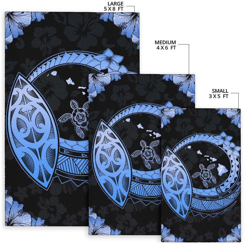Hawaii Turtle Hibiscus Corner Map Polynesian Area Rug AH - Polynesian Pride