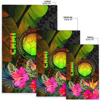 Northern Mariana Islands Polynesian Area Rug - Hibiscus and Banana Leaves - Polynesian Pride