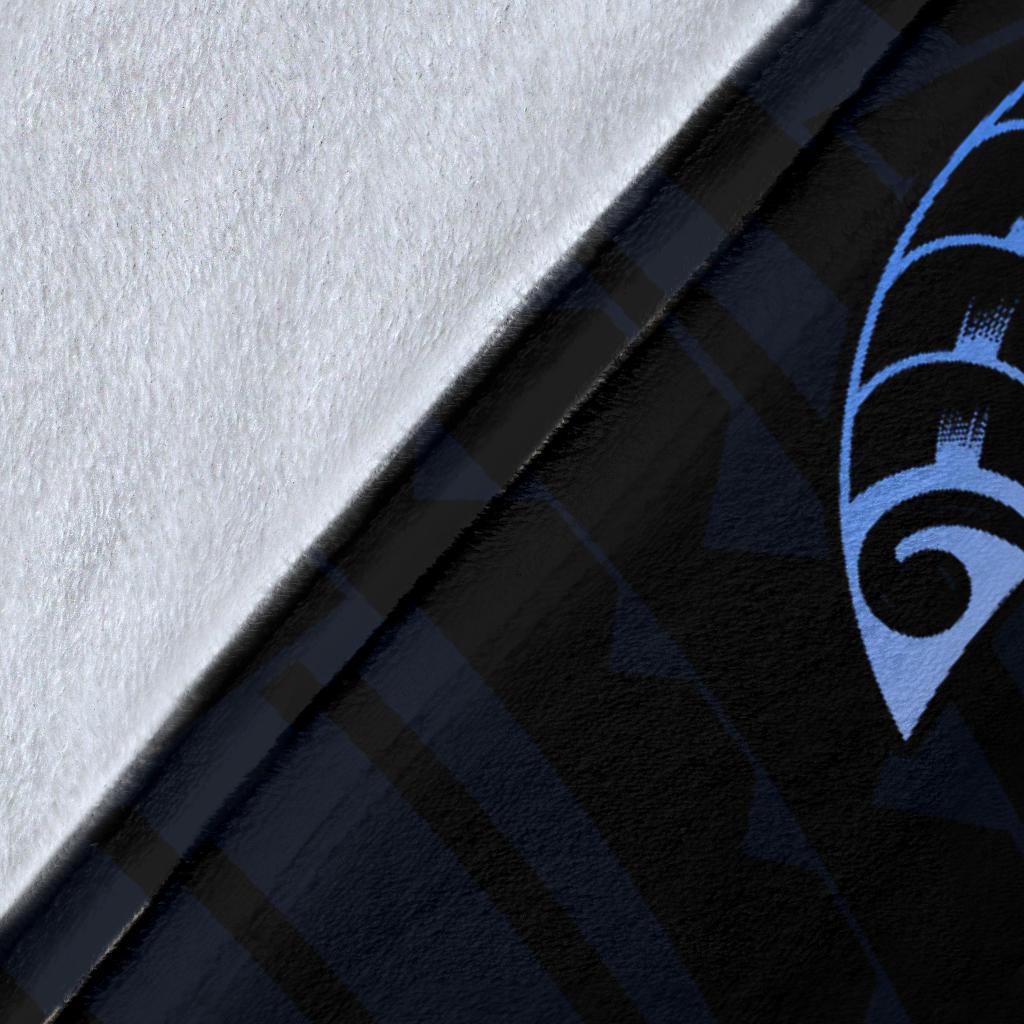 Hawaiian Kanaka Hibiscus Plumeria Mix Polynesian Turtle Premium Blanket Blue AH - Polynesian Pride