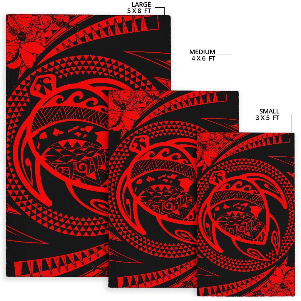 Hawaiian Kanaka Honu Hibiscus Tornado Polynesian Area Rug AH - Polynesian Pride