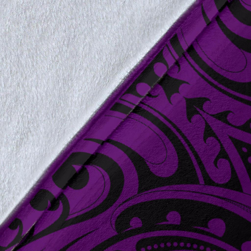 Aotearoa Maori Premium Blanket Silver Fern Koru Vibes Purple - Polynesian Pride