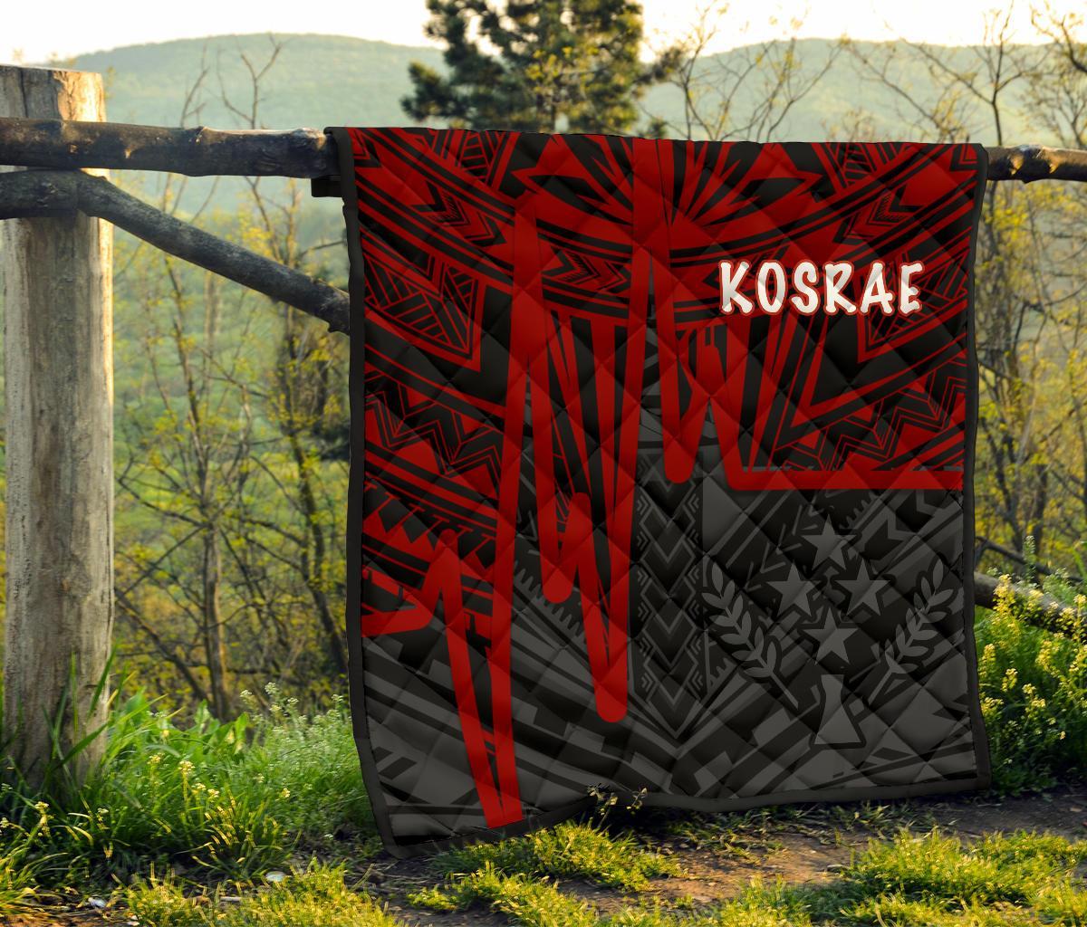 Kosrae Premium Quilt - Kosrae Seal In Heartbeat Patterns Style (Red) - Polynesian Pride