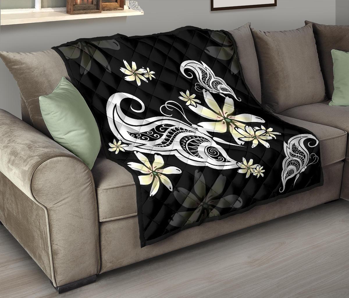 Plumeria Butterfly Premium Quilt - Polynesian Pride