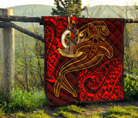 Vanuatu Polynesian Premium Quilt - Red Shark Polynesian Tattoo - Polynesian Pride
