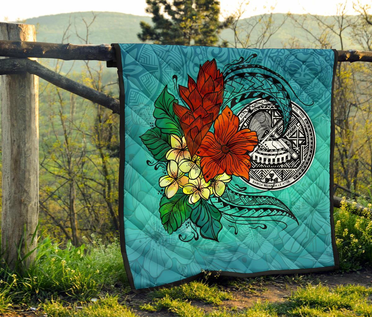 American Samoa Premium Quilt - Tropical Flowers Style - Polynesian Pride