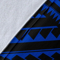 Cook Island Personalised Premium Blanket - Seal With Polynesian Tattoo Style ( Blue) - Polynesian Pride