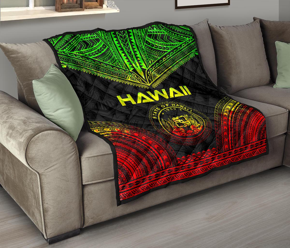 Hawaii Premium Quilt - Hawaii Seal Polynesian Chief Reggae Version - Polynesian Pride