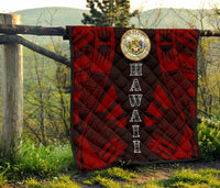 Hawaii Premium Quilt - Hawaii Seal Polynesian Red Tattoo - Polynesian Pride