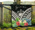 Samoa Premium Quilt - Samoa Coat of Arms & Polynesian Tropical Flowers White - Polynesian Pride